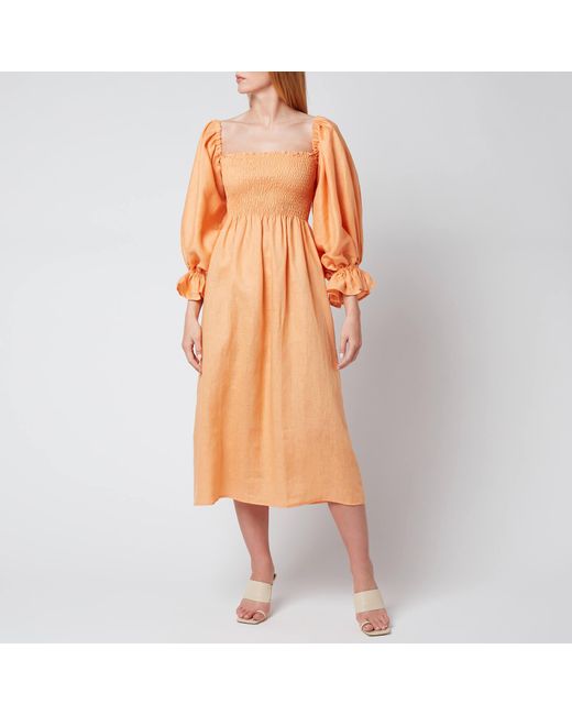 Sleeper Orange Atlanta Linen Dress