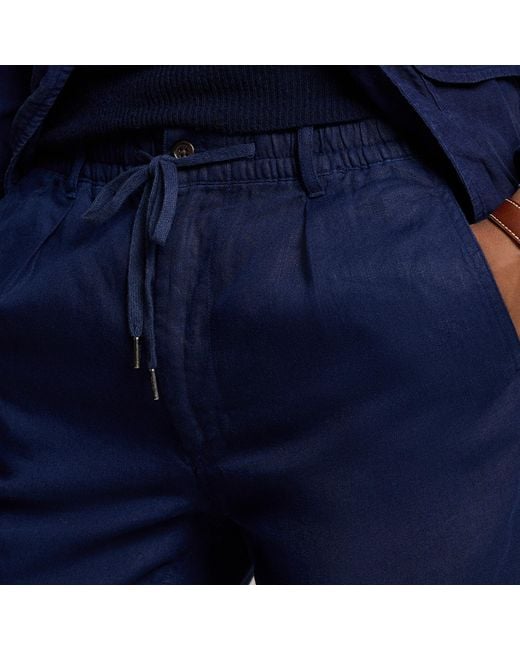 Polo Ralph Lauren Blue Classic Fit Linen Prepster Trousers for men