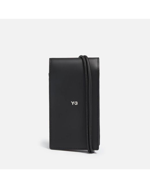 Y-3 Black Leather Phone Case for men