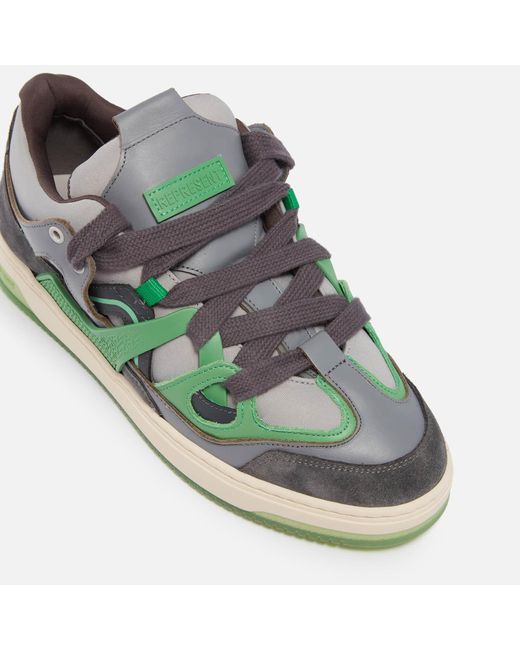 Represent Green Bully Leather And Suede Trainers for men