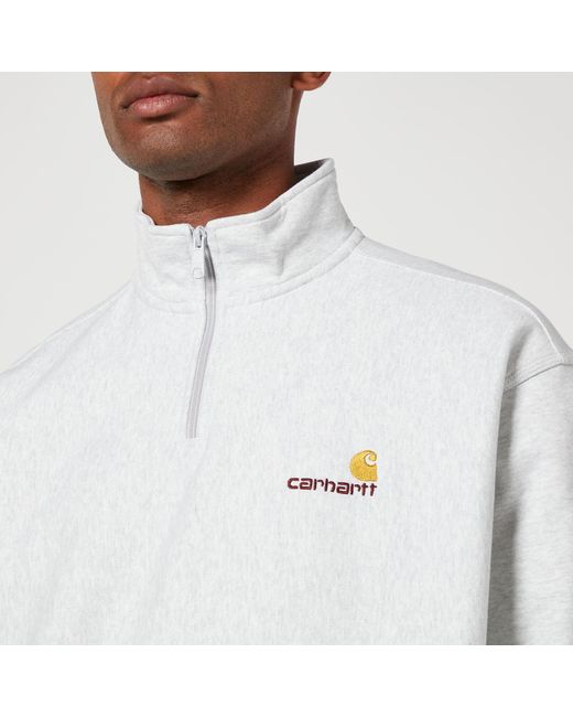 Carhartt White Half Zip American Script Cotton-Blend Jersey Sweatshirt for men