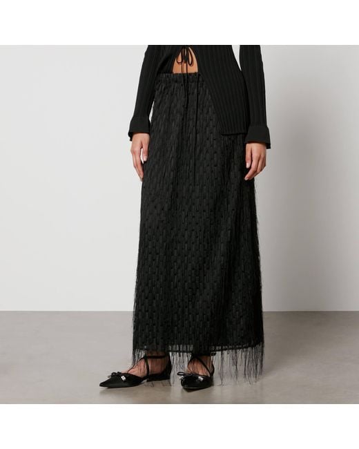 By Malene Birger Black Palome Fil-Coupé Mesh Skirt