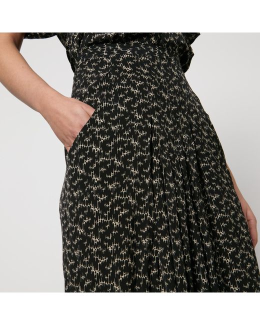 Isabel Marant Black Eolia Printed Crepe De Chine Skirt
