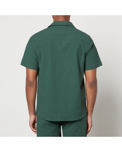Percival Green Cotton-Blend Seersucker Shirt for men