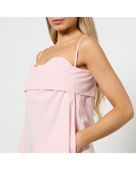 Toit Volant Pink Verona Gingham Cotton Midi Dress