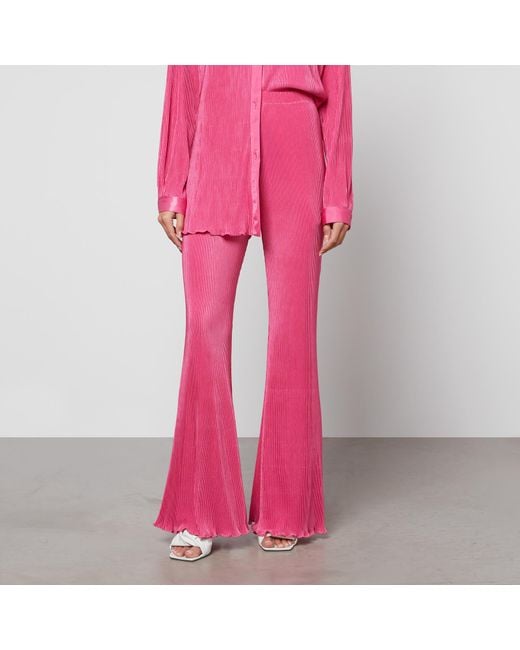 Sleeper Pink Origami Plisse Shirt And Trousers Pyjama Set