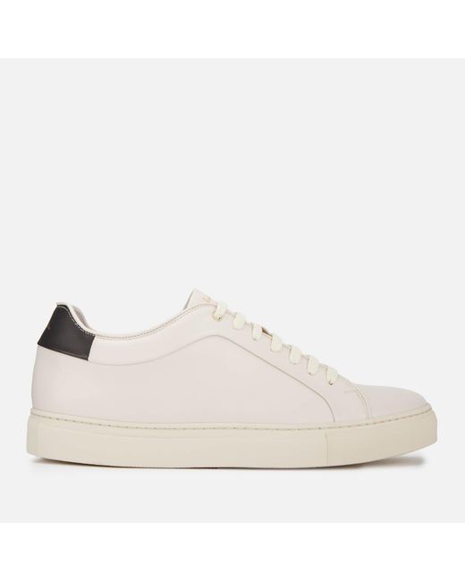 Paul Smith Men's White Leather Basso Sneakers With Signature Stripe Trims for men