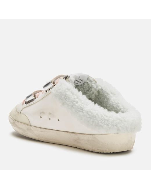 Golden Goose Sabot Leather/shearling Mules White | Lyst