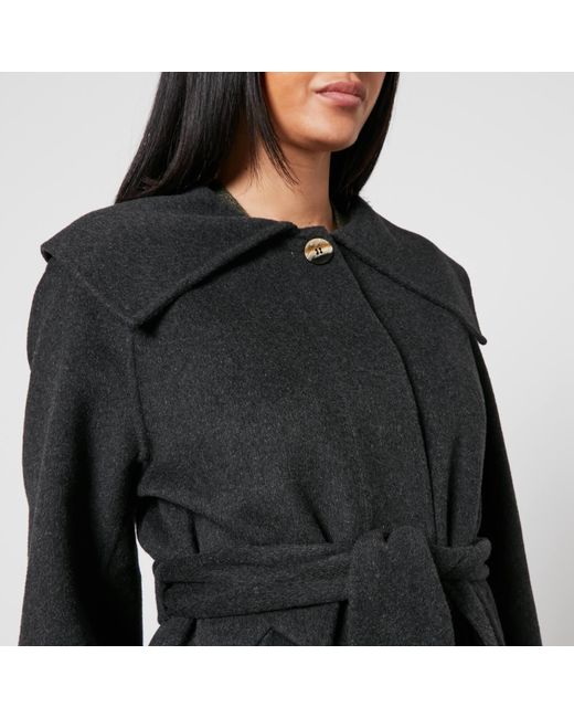Ganni Black Belted Wool-Blend Jacket