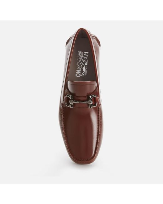 Ferragamo Men's Parigi Leather Driving Shoes - Brown - Loafers