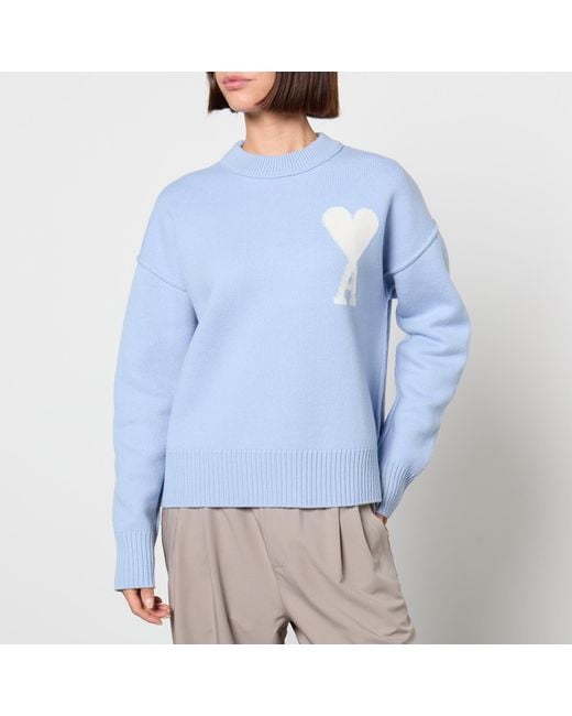 AMI Blue Off Adc Wool Sweater