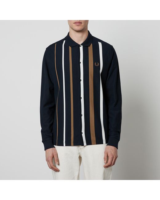 Fred Perry Black Striped Cotton Shirt for men
