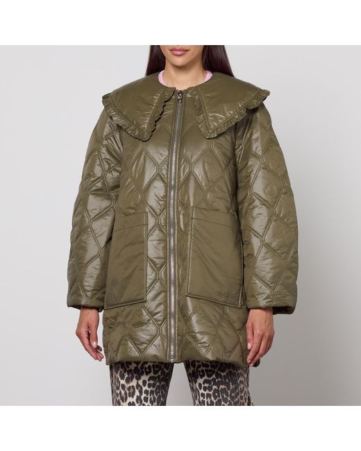 Ganni Green Quilted Short Jacket