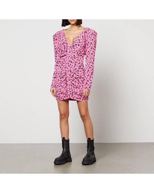 ROTATE BIRGER CHRISTENSEN Floral jacquard Mini Dress in Pink