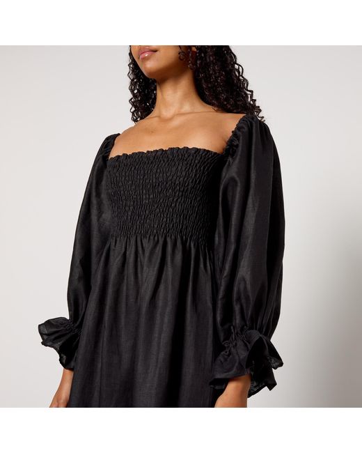 Sleeper Black Atlanta Linen Midi Dress