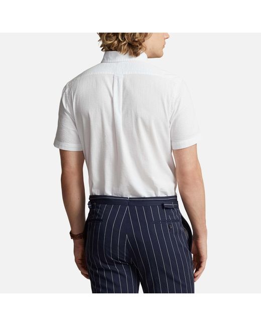 Polo Ralph Lauren White Cotton-seersucker Short Sleeve Shirt for men