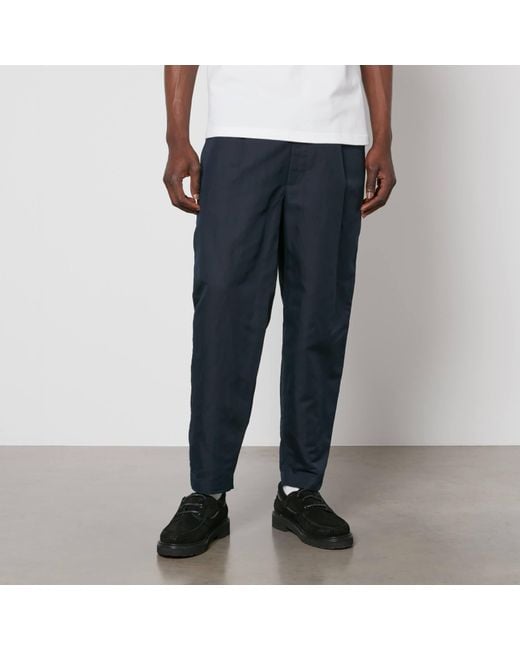 Fred Perry Blue Linen-blend Cropped Trousers for men