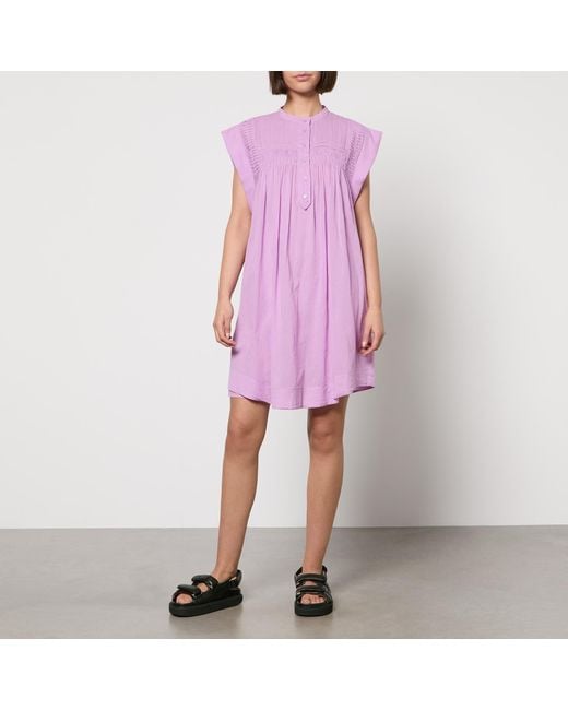 Isabel Marant Purple Leazali Cotton-Voile Mini Dress