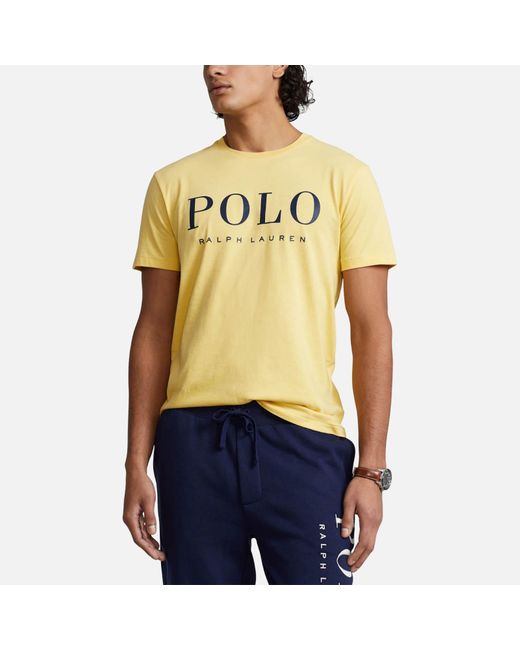 Polo Ralph Lauren Custom Slim Fit Logo T-shirt in Yellow for Men | Lyst ...