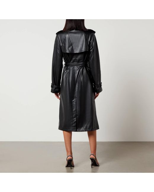 GOOD AMERICAN Black Chino Faux-Leather Trench Coat