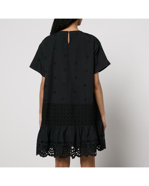 Sea Black Elysse Broderie Anglaise Cotton Mini Dress