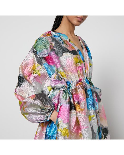 Stine Goya Blue Veroma Floral-Print Jersey Midi Dress