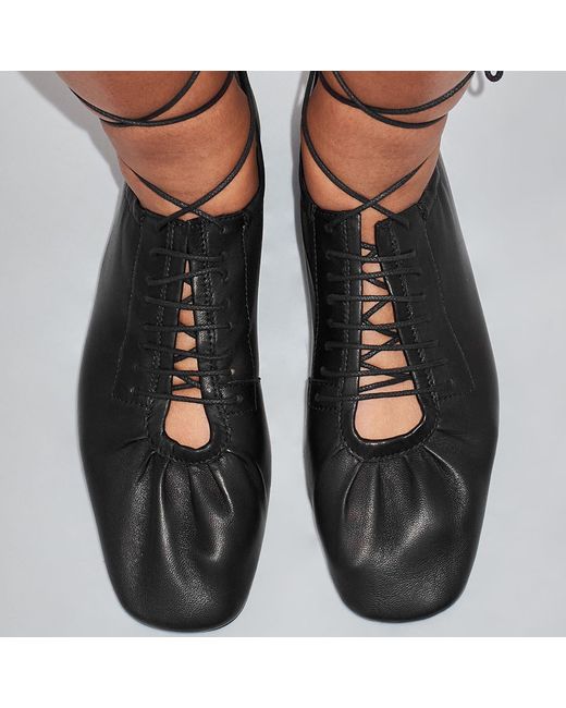 Miista Black Consuelo Leather Ballet Flats