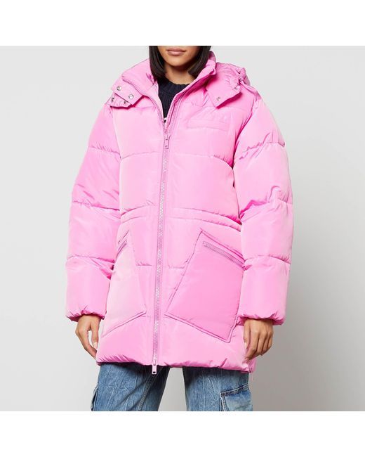 Ganni Pink Recycled Shell Puffer Coat