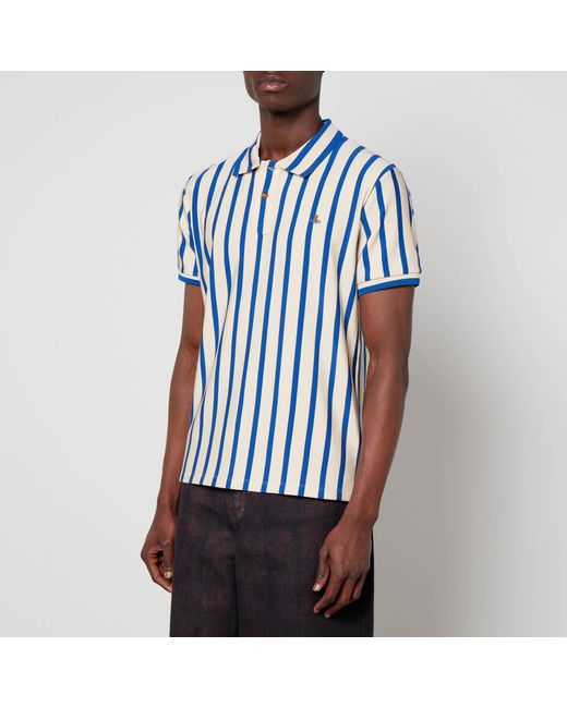 Vivienne Westwood Striped Jersey Polo Shirt in Blue for Men | Lyst