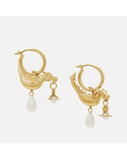 Vivienne Westwood Metallic Dragon Gold-tone Pearl Drop Earrings