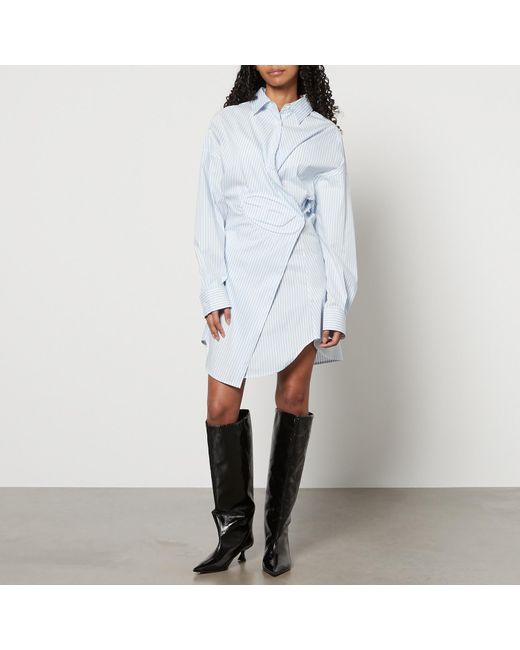 DIESEL Blue D-Sizen N2 Striped Cotton-Blend Shirt Dress
