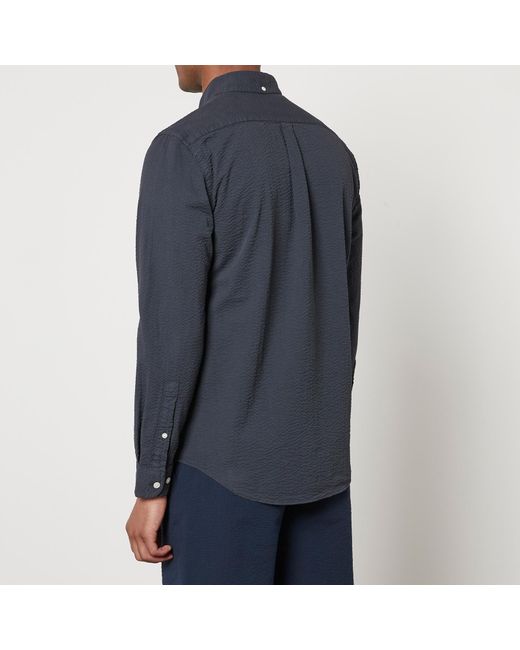 Portuguese Flannel Blue Atlantico Stripe Cotton-seersucker Shirt for men