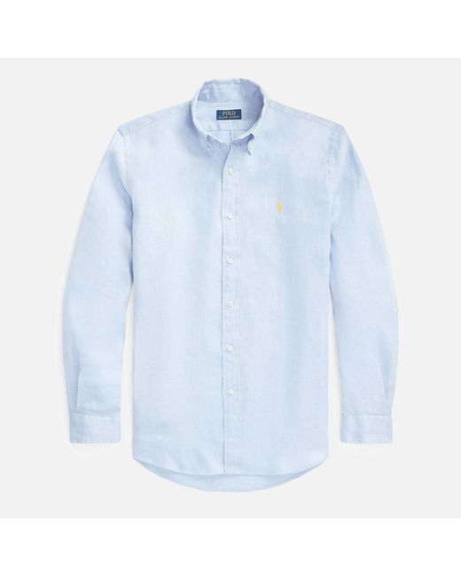 Polo Ralph Lauren Blue Custom Fit Long Sleeve Cotton Shirt for men