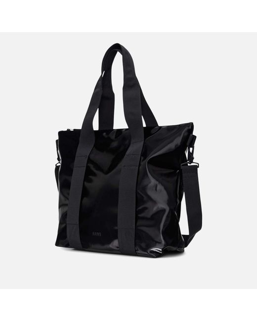 Rains Black Mini W3 Matte-shell Tote Bag