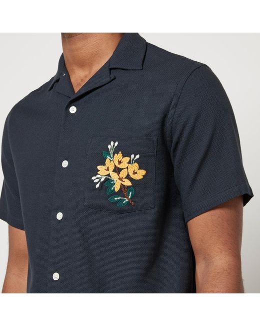 Portuguese Flannel Blue Flowers Cotton-piqué Shirt for men