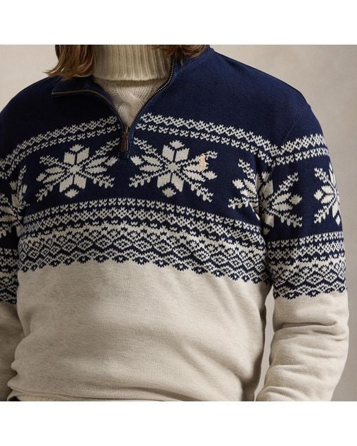 Polo Ralph Lauren Gray Fairisle Cotton-jacquard Jumper for men