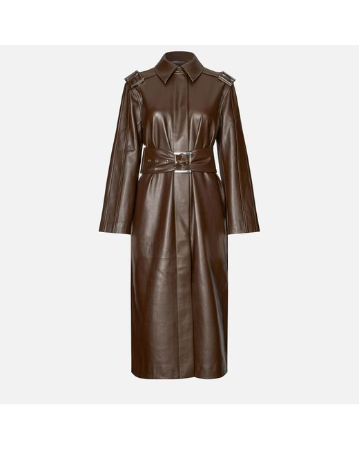 Stine Goya Brown Oversized Faux Leather Trench Coat