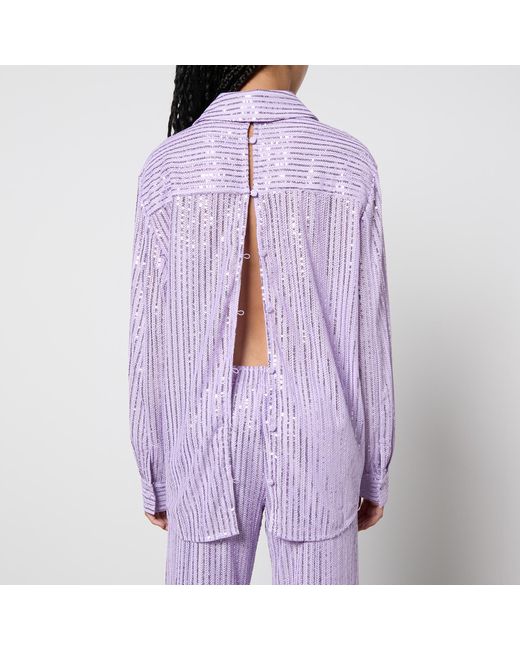 Stine Goya Purple Edel Sequined Mesh Shirt