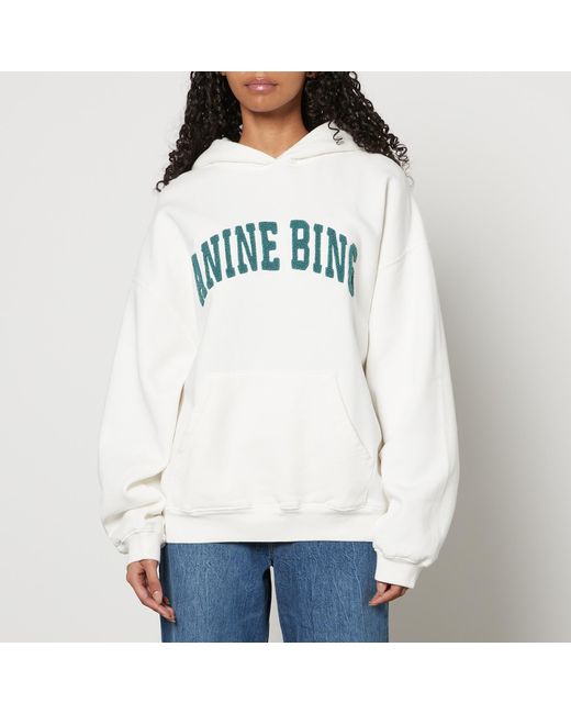 Anine Bing Gray Harvey Logo-Appliquéd Organic Cotton-Jersey Hoodie