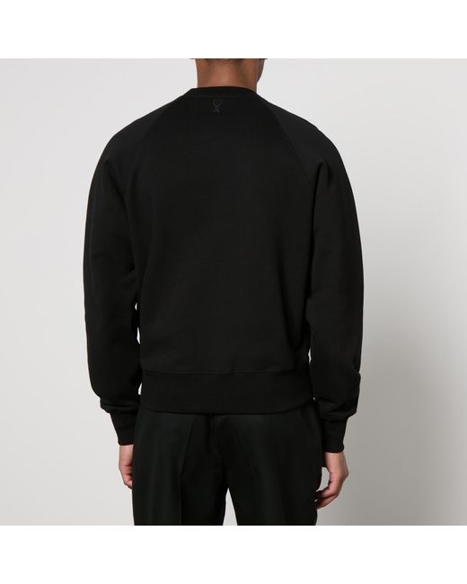 AMI Black Script Cotton-Blend Jersey Sweatshirt for men