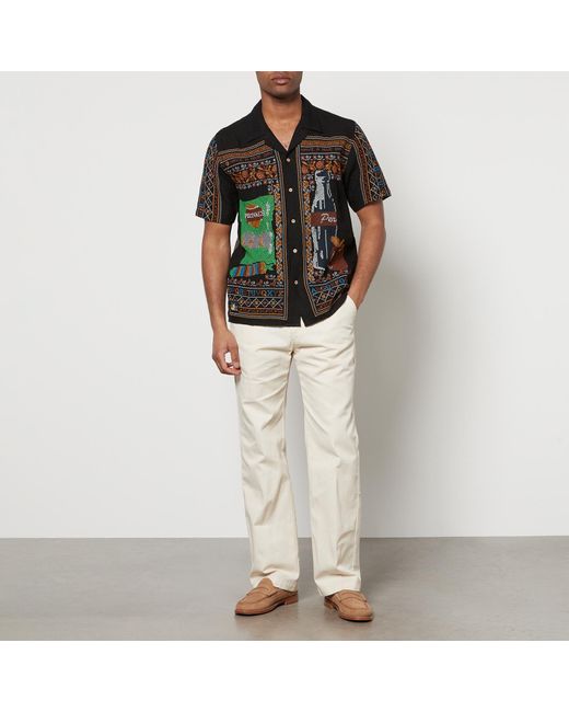 Percival Black Meal Deal Embroidered Linen Shirt for men
