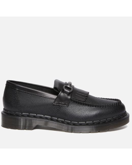 Dr. Martens Black Adrian Snaffle Pebble Grain Leather Kiltie Loafers for men