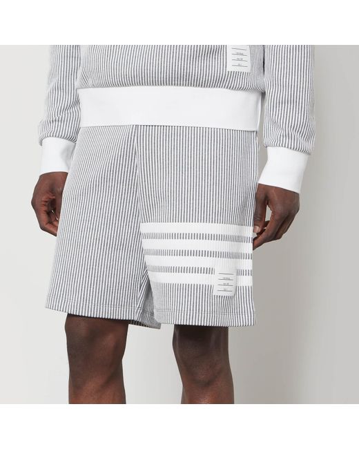 Thom Browne White 4-bar Cotton-seersucker Shorts for men