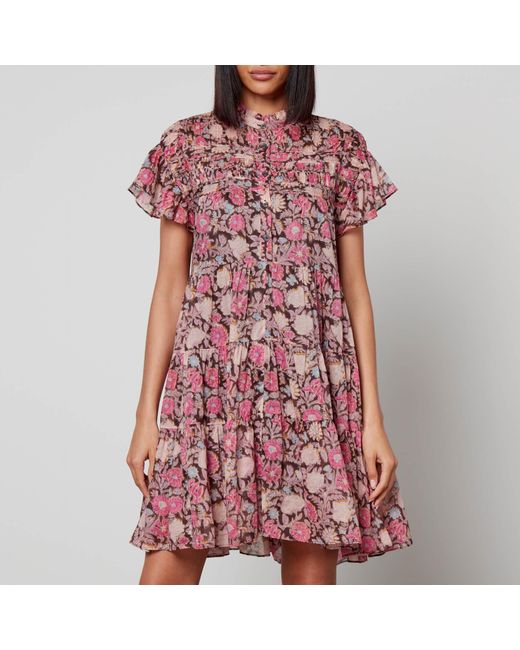 MARANT ETOILE Pink Lanikaye Floral Cotton-chiffon Mini Dress