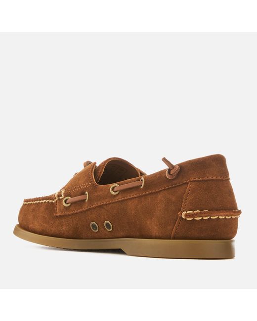 polo ralph lauren merton leather boat shoes in tan
