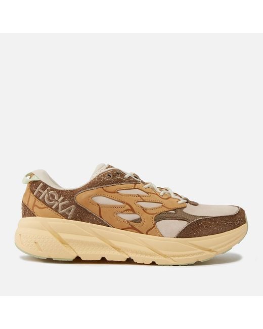 Hoka One One Brown Clifton L Brushed Suede Trainers for men