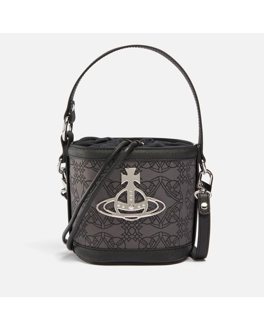 Vivienne Westwood Black Daisy Drawstring Logo-jacquard Leather Bag