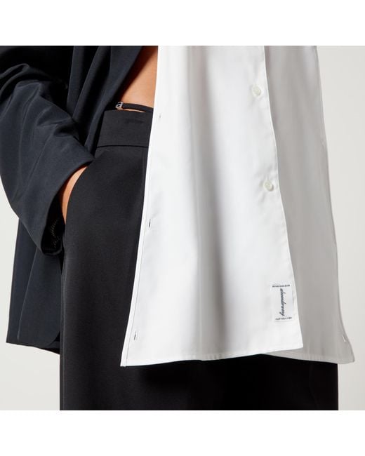 Alexander Wang Black Drapey Crepe Oversized Blazer With Cotton-Poplin Shirt