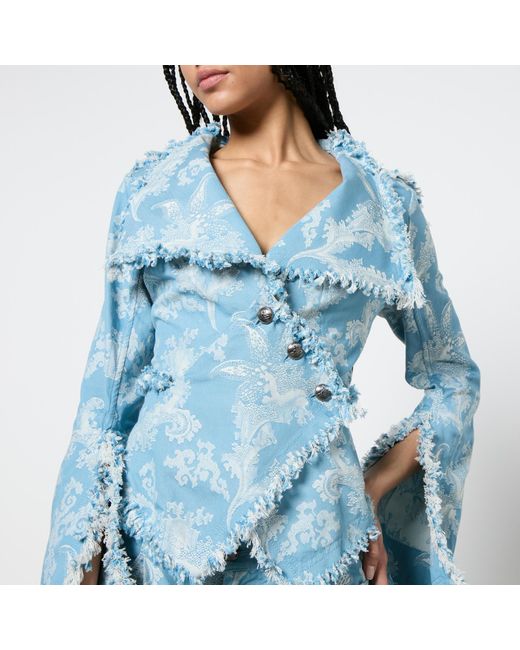 Vivienne Westwood Blue Worth More Frayed Denim-Jacquard Jacket