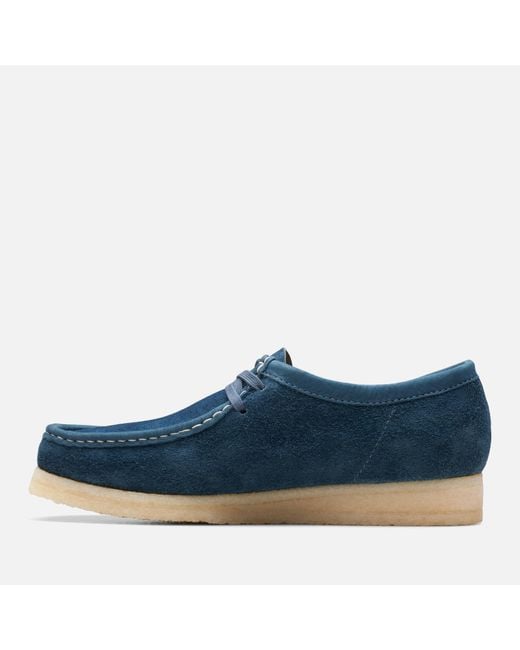 Clarks Blue Wallabee Brushed Suede Shoes for men